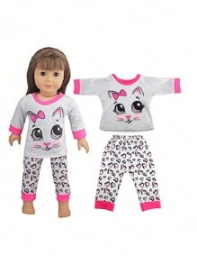 1 pièce de vêtements de poupée de 18 pouces, pyjama de poupée à motif de dessin animé mignon comme cadeau d'anniversaire ou de festival pour filles et garçons, adapté aux poupées fille ou garçon de 18 pouces et autres accessoires de poupée, décoration de la maison