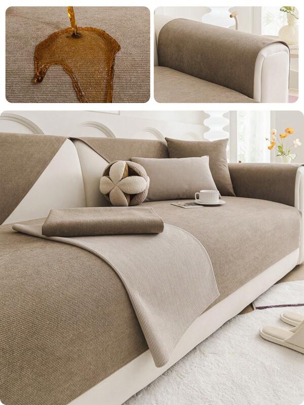 1pc Chenille Striped Sofa Cover With Anti-Splash Feature For 1-4 Seater Couches, Anti-Slip All-Season Furniture Protector