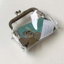 Multi-Purpose Clear Waterproof PVC Cosmetic Bag - Portable Unisex Toiletry Organizer With Kiss Lock Closure For Women Wallet Mini Wallet Purse Wallet Coin Wallet - Clear - View 1