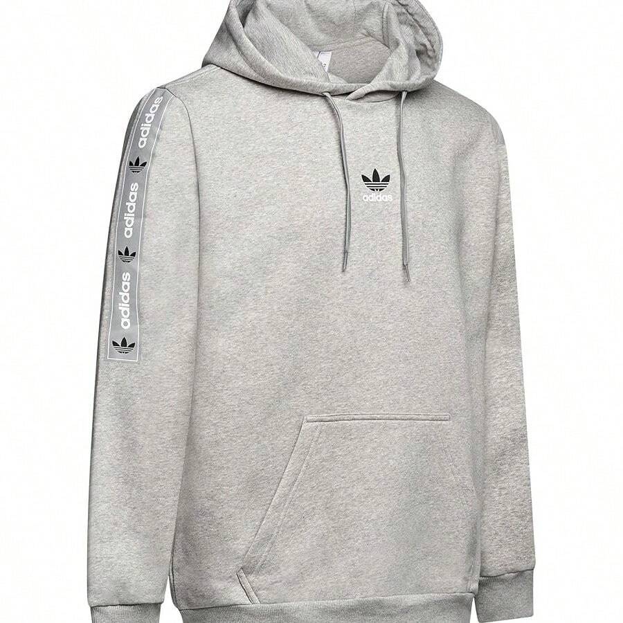 Adidas Originals Hoodie FURTHER REDUCED PRICE FROM £33.95 NOW ONLY £24.95 Grey Overhead Taped Fleece Top FREE UK DELIVERY - Grey - View 1