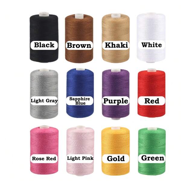 1/6/12 Kits de hilos de costura de colores con carrete de poliéster de 1000 yardas (915M) para costura a mano y bordado