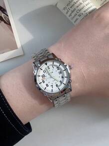 1 pièce Montre étanche pour hommes en acier inoxydable, cadran noir non fading avec chiffres arabes, Montre-bracelet à quartz décontractée/ professionnelle/ réunion/ travail
