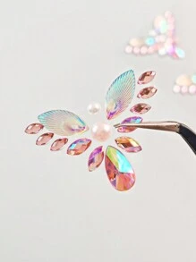 1張DIY閃爍臉貼身體鑲嵌鑽石貼紙3D亞克力面部寶石貼紙，適用於女性化妝 - 粉色 - 查看 6