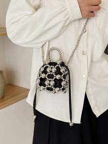 Bolso / bolso cruzado de moda simple, elegante y moderno con perlas nuevo, para la escuela, el trabajo, ocasiones casuales y viajes