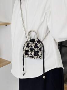 Bolso / bolso cruzado de moda simple, elegante y moderno con perlas nuevo, para la escuela, el trabajo, ocasiones casuales y viajes