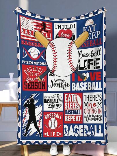 "Baseball Is Life" Personalized Design Super Soft Flannel Fleece Blanket, Ideal Gift For Family, Friends, Teachers, Suitable For Sofa, Bedroom And Living Room, High-Definition Printed, Flannel Cover, Wrapped Blanket, Ultra-Soft, Multiple Sizes Available