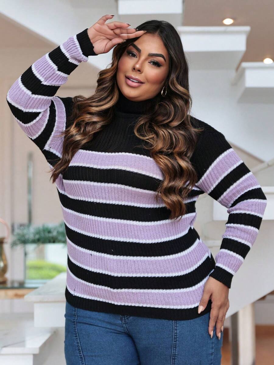 Plus Size Knit Tops - Red Violet - View 1