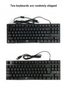 RGB 背光有线键盘、有线游戏背光台式电脑外设、笔记本电脑办公室背光游戏键盘 - 黑色 - 查看 7