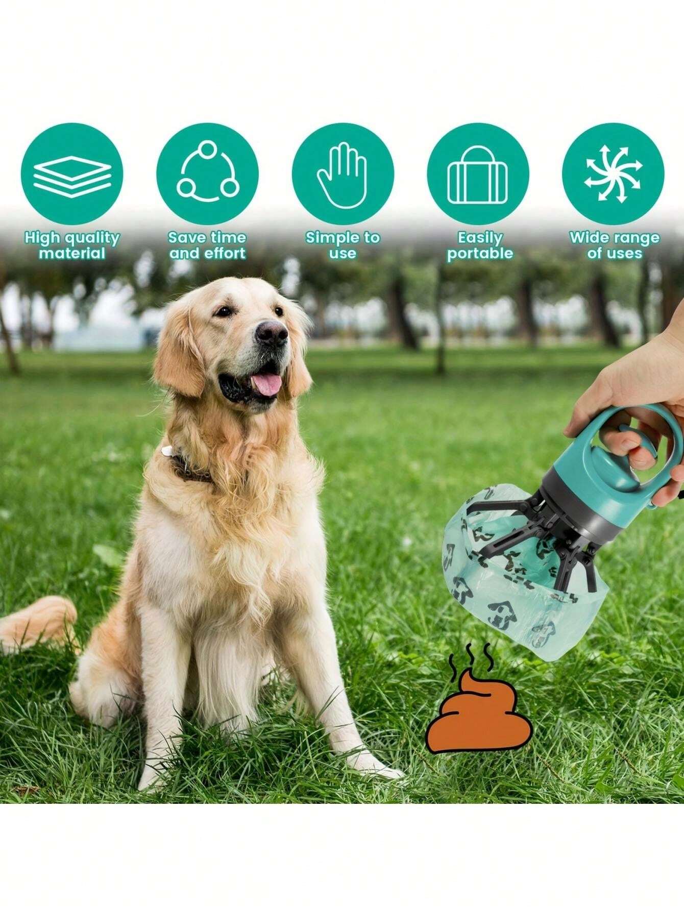 New Dog Waste Picker Pet Poop Scoop With 6 Claws And Plastic Garbage