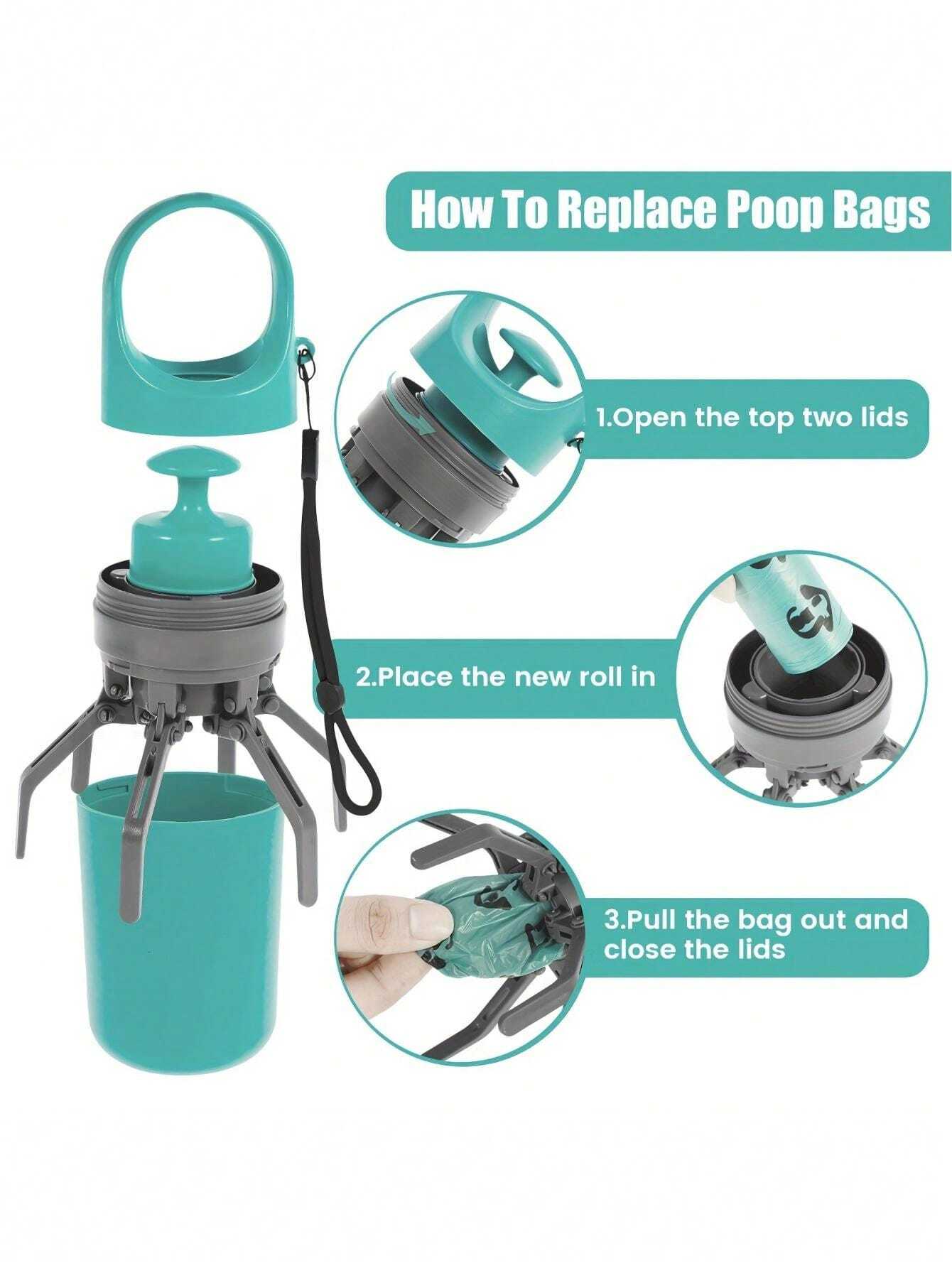 New Dog Waste Picker Pet Poop Scoop With 6 Claws And Plastic Garbage