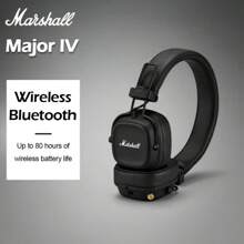 Marshall Marshall MAJOR IV 4 Wireless Bluetooth Headphone 80+ H Play Time/Fast Wireless Charging/Deep Bass Foldable Sports Headsets