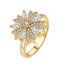 1 Piece Crystal Flower Ring For Women Knuckle Anti Stress Rings Adjustable Opening Fidget Anxiety Spinner Ring Jewelry