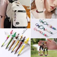 Perles en silicone pour faire des porte-clés, perles en silicone de 15 mm, lot de 25 pièces pour la confection de bracelets, perles focales en silicone pour stylos, perles en caoutchouc pour la confection de colliers (pétale)