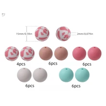Perles en silicone pour faire des porte-clés, perles en silicone de 15 mm, lot de 25 pièces pour la confection de bracelets, perles focales en silicone pour stylos, perles en caoutchouc pour la confection de colliers (pétale)