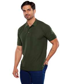 Playera Polo para Hombre Manga Corta 100% Algodón - ALFANI - Verde militar - Ver 3