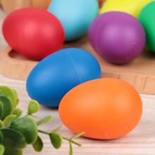 2 piezas Huevos de plástico de Pascua con percusión, Maracas con forma de huevo sonajero, Accesorios musicales de colores para fiesta de Pascua, Regalos pequeños de Navidad - Multicolor - Ver 4
