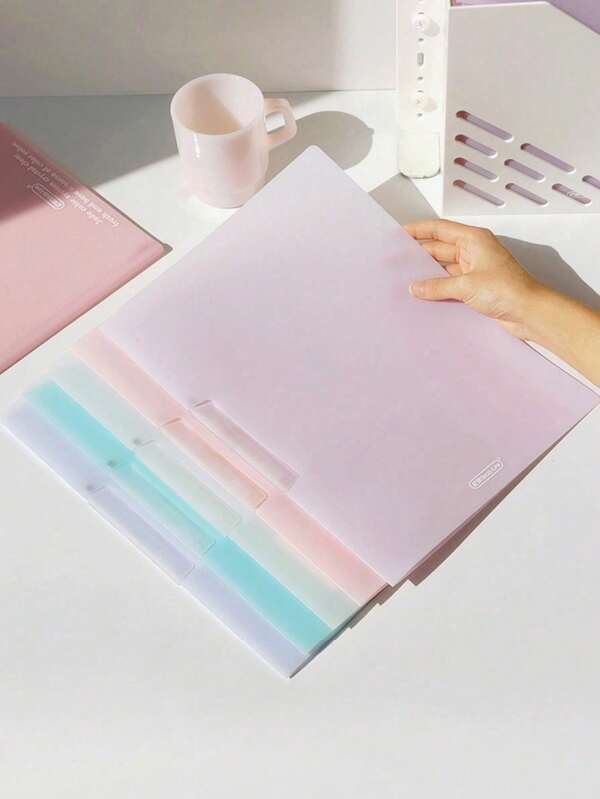 1pc Faux Jade Colored File Folder, A4 Pull Rod Clip Swing Clip PP Information Folder Back To School,Back To School,School Supplies