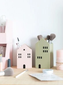 AYING 1 Stifthalter in Hausform aus Holz, elegantes minimalistisches Design, geeignet für Lernutensilien im Wohnheim, Aufbewahrungsbox für Schreibwaren, Make-up-Pinselhalter, Schreibtisch-Organizer, Heimdekoration. Bietet Platz für Stifte, Scheren, Augenbrauenstifte und kleine Gegenstände, ideal für Unternehmen, den Schulanfang, Zuhause und Studenten, Schreibtischzubehör, Desktop-Organizer, Kosmetikaufbewahrung, Stiftehalter