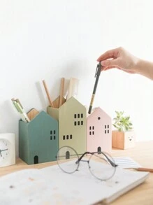 AYING 1 Stifthalter in Hausform aus Holz, elegantes minimalistisches Design, geeignet für Lernutensilien im Wohnheim, Aufbewahrungsbox für Schreibwaren, Make-up-Pinselhalter, Schreibtisch-Organizer, Heimdekoration. Bietet Platz für Stifte, Scheren, Augenbrauenstifte und kleine Gegenstände, ideal für Unternehmen, den Schulanfang, Zuhause und Studenten, Schreibtischzubehör, Desktop-Organizer, Kosmetikaufbewahrung, Stiftehalter