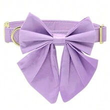 Elegant Dog Engraved Collar Solid Color Bowtie Customized Pet Collar Adjustable Neck Strap, Anti-Lost - Purple - View 3