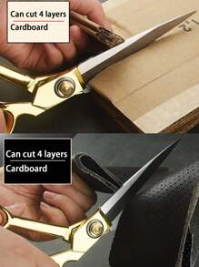 不銹鋼金色縫紉剪刀,專業裁縫剪刀適用於切割織物,家庭使用 - 金色 - 查看 6