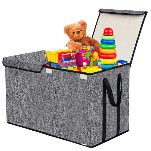 Large Toy Box Chest With Lid, Collapsible Sturdy Toy Storage Organizer Boxes Bins Baskets For Kids, Boys, Girls, Nursery, Playroom