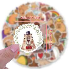 55PCS Capybara Stickers For Scrapbooking, Diary, Laptop, Bumper, Skateboard, Water Bottle, Computer, Phone, Cartoon, Hard Hat, Car Stickers And Decals - Multicolor - View 2