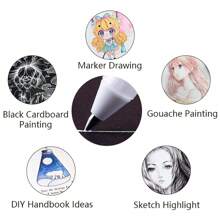 Weiß/Gold/Silber Textmarker für Studenten für Kunstzeichnungen, Skizzieren, glänzend, Schwarzer Karton Kulli (1 Stück/5 Stück/10 Stück) Schulmaterial, Rückkehr zur Schule