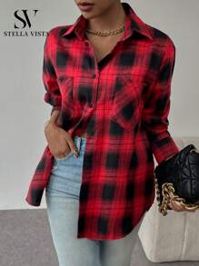 Women Blouses - 紅色 - 查看 5