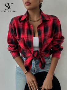 Women Blouses - 紅色 - 查看 3