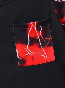 2pcs Young Boy Red Lightning Print Short Sleeve T-Shirt And Shorts Set - Comfy And Stretchable Outfit For Children
