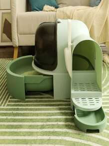 1pc Enclosed Litter Box Cat Tunnel, Spacious Cat Toilet With Drawer, Pet Supplies