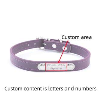 Personalized Cat Collar With Anti-Loss Engraving, PU Leather And Small Metal Plate, Pet Cat Collar