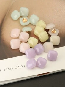 10pcs Resin Buttons With Metal Base, Suitable For Sweaters, Cardigans, Knitwear Lining, Shirts, 11mm Side Length And 12.5mm Diagonal Length