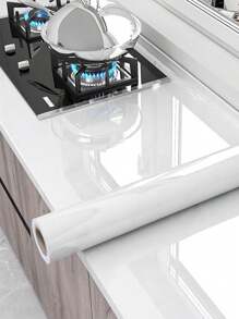 1 卷厨房防水防油墙贴，Hite 光泽加厚耐热贴纸，适用于抽油烟机翻新，可切割 DIY 壁纸，适用于厨房橱柜炉灶台面/房间装饰、家居装饰、卧室装饰、房间装饰、粘贴在瓷砖上、海报、墙面印刷品、卧室房间装饰 - 白色 - 查看 5