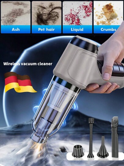 3in1 Cordless Vacuum Cleaner - Powerful Suction, Air Extraction, And Blowing Functions - Long-Lasting Lithium Battery, Foam Filter, And Accessory Kit Included For Car And Home Cleaning