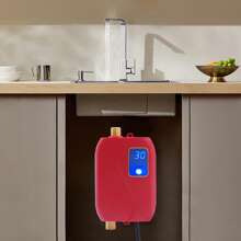 ONEUTRALON 110V Electric Hot Water Heater Tankless Water Heaters, 3000W Instant Hot Water 68-126°F Wall-Mounted Water Heater Automatic Power-Off On Demand Water Heater For Kitchen, Sink, Washing, Basin - Red - View 6