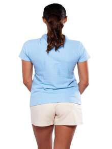 Playera Camiseta Polo para Mujer Dama Manga Corta 100% Algodón Marca ALFANI - Celeste - Ver 4