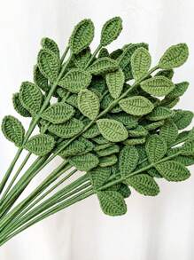 1 件，钩针编织叶子装饰，手工钩针编织叶，非常适合情人节春夏家居装饰，创意设计的人造仿真植物枝条，情人节，礼物礼物生日毕业