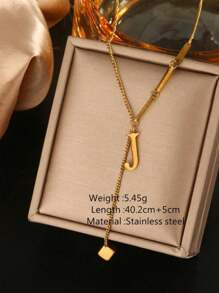 Collar dorado con colgante de borla minimalista de moda con letra de cubo de 26 piezas con estilo europeo y americano INS para mujer, hecho de acero inoxidable con baño de 18K, antidesvanecimiento, adecuado para uso diario y de festival en verano