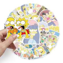 50 Pieces Handmade Cartoon Funny Cute Simpson Fashionable Waterproof Stickers For DIY Decoration On Phone Luggage And Helmet Back To School
