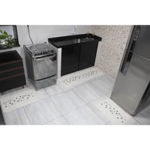 Tapete Para Cozinha Grande 3 Peças Kit Passadeira Geométrico Franja 100% Algodão Crú Estampado Jogo De Cozinha Felpudo Grosso Amor Família Fé