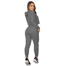 CONJUNTO PARA NIÑA AFELADO SPORT CASUAL 2 PIEZAS SUDADERA BORDADA CON CAPUCHA Y PANTALON   GS2023HOT TRENDING BH - Gris - Ver 2