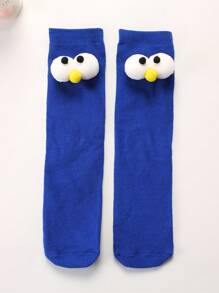 1 pereche de șosete de desene animate pentru copii, până la genunchi, cu design 3D pentru ochi, pentru băieți și fete - Albastru - Vizualizare 3