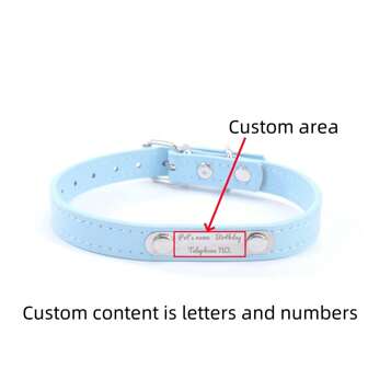 One Customized Cat Collar, Personalized Engraved Anti-Lost PU Leather Pet Collar With Small Metal Nameplate For Cats