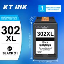 KT INK Cartuchos de tinta remanufacturados de alto rendimiento KT INK 302XL compatibles con 302 y 302XL, compatibles con las impresoras Deskjet 1110 2130 2134 3630 3632 3634, Envy 4520 4521 4522 4523 4524, y Officejet 3830 3834 4650 4651 4652