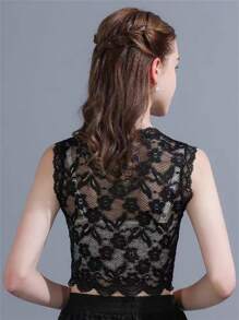 1pc Women's Black And White Lace Trim Anti-Emptied Chest Paste, Inner Decorative False Collar Valentine's Day - Lace Collar - View 4