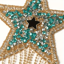 1 grote, nieuwe, veelkleurige, vijfhoekige stervormige kwast
met kristallen strass-steentjes voor hittereparatie, decoratief strijkijzer
voor kleding, schoenen en hoeden, en DIY-patroonaccessoires voor bagage