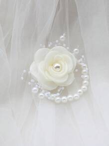 1 Stück elegantes Elfenbein Braut Armband Corsage, Hochzeits-Brautjungfer Party Accessoire, Valentinstag