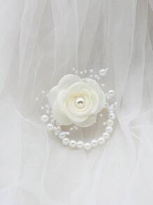 1 Stück elegantes Elfenbein Braut Armband Corsage, Hochzeits-Brautjungfer Party Accessoire, Valentinstag